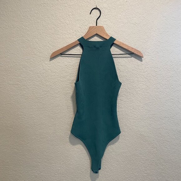 Happily Grey Green High Neck Ribbed Bodysuit Medium - Picture 4 of 4